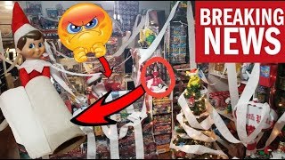 ELF ON THE SHELF TOILET PAPERS &amp; DESTROYS OUR HOUSE! WE CAUGHT HIM ON CAMERA STEALING BABY BOTTLES!