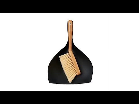 Kehrgarnitur aus Schaufel und Besen Schwarz - Braun - Bambus - Kunststoff - 25 x 36 x 6 cm