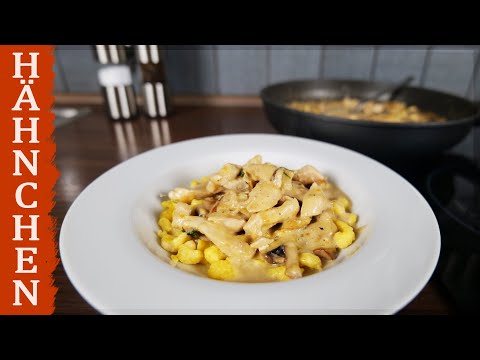 Hähnchengeschnetzeltes mit Champignons in Sahnesoße // schnell und einfach