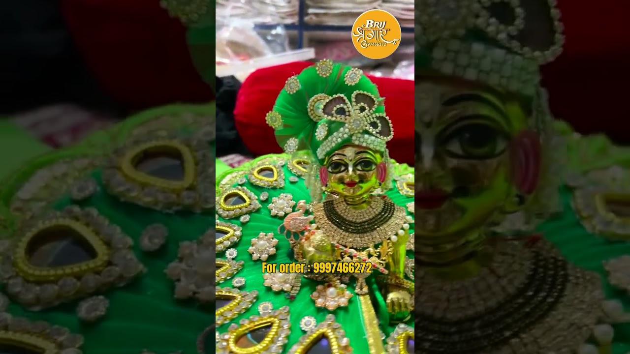 Beautiful Green Poshak for Laddu Gopal with Pugree