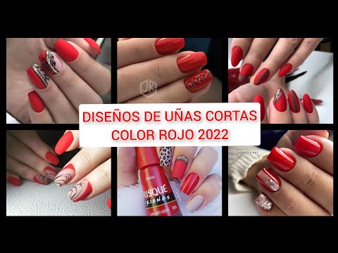 DISEÑOS DE UÑAS CORTAS COLOR ROJO ♥️2022 #NAILSRED #REDNAILS #TRENDSNAILS #FASHIONNAILSRED