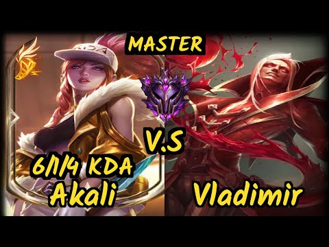 TSM Bjergsen (AKALI) vs VLADIMIR - 6/1/4 KDA MID GAMEPLAY - NA Ranked MASTER