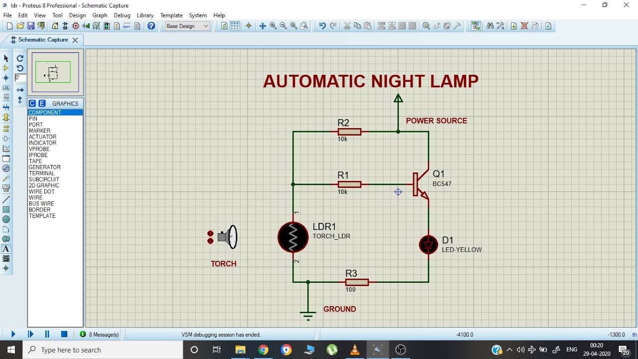 AUTOMATIC NIGHT LAMP USING PROTEUS 8 PROFESSIONAL SOFTWARE