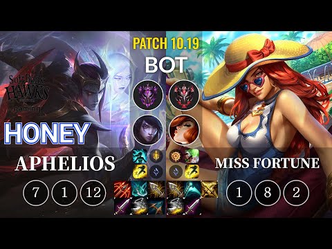 SHG Honey Aphelios vs Miss Fortune Bot - KR Patch 10.19
