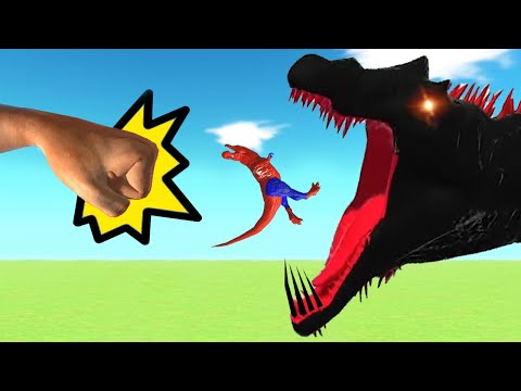 Jurassic World Evolution Dinosaurs Fighting Spiderman T Rex vs Spinosaurus Heads - ARBS Battle