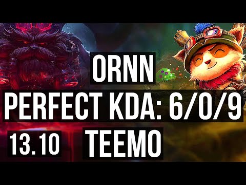 ORNN vs TEEMO (TOP) | 6/0/9, 800K mastery, Dominating | KR Master | 13.10