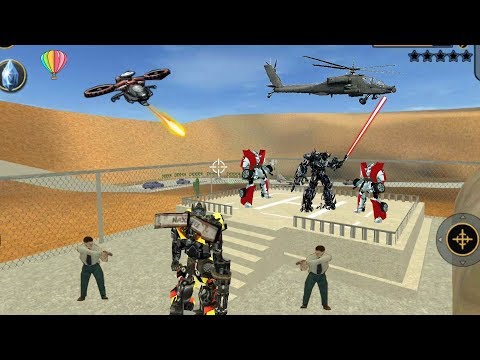 Vegas Crime Simulator - (Transformer Destroy Army Helicopter) Car Robot Attack Army Base - Gameplay