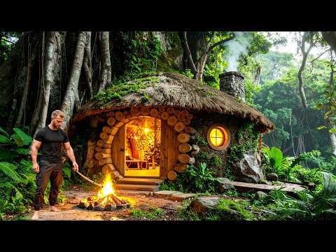I Built a Hidden Wooden Shelter Inside a Giant Tree Hollow | Bushcraft & Wild Honey