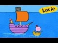Louie Draw Me A Pirate Ship Learn To Draw Cartoon For Kids
