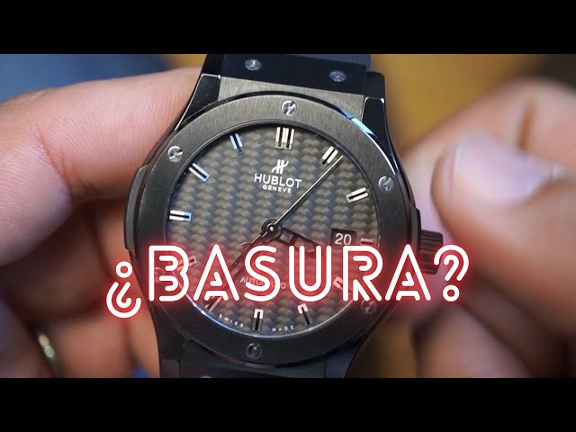 Vídeo relacionado con ROUHO 20 x 13mm Banda de Goma Acanalada Premium, Correa de Repuesto Cierre Desplegable para Hublot Big Bang Chronograph-Negro + Plata Hebilla