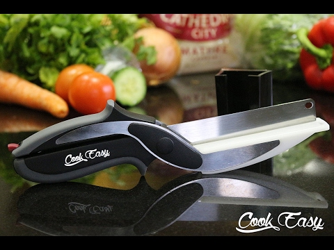 Clever Cutter, 2 In 1 Clever Cutter Kitchen Vegetable Cutting Knife Scissor(0107)