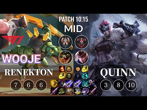 T1 Wooje Renekton vs Quinn Mid - KR Patch 10.15