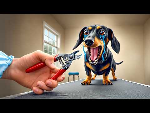 Dog's Struggle With Nails Trimming! Cute & Funny Dachshund Video!