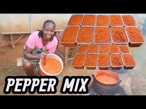 HOW TO MAKE LARGE PEPPER MIX FOR COOKING RECIPE !! CHILLI TOMATO & ONIONS CHUTNEY, NIGERIAN...