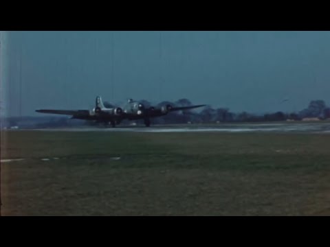 100th Bomber Group return from combat (restored and colourised)