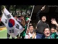 Mexico fans celebrate South Korea's victory over Germany
