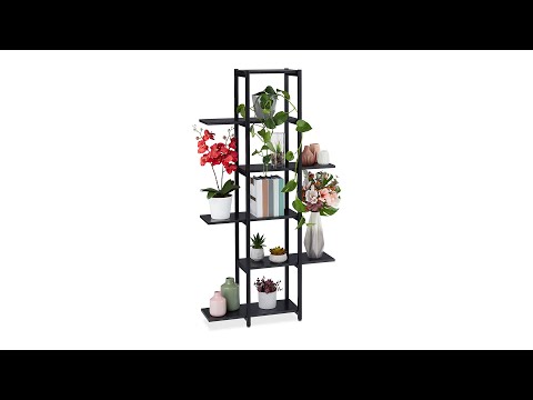 Étagère à plantes avec 6 niveaux Noir - Blanc