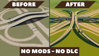 Convert a Cloverleaf into a STACK INTERCHANGE in vanilla Cities Skylines - NO MODS - NO DLC