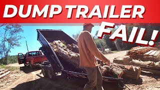 How Not to Unload a Full Dump Trailer of Logs | Hawke 6x12 Dump Trailer #Fail