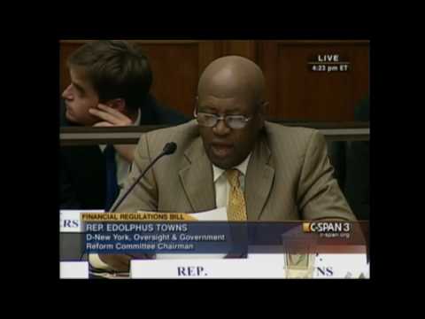Chairman Towns' Opening Statement - Financial Reform Conference Committee