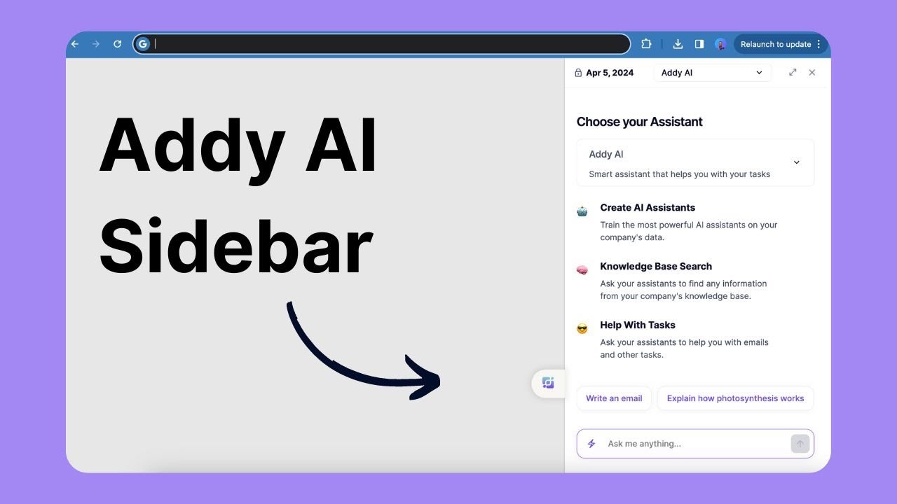 Introducing Addy AI Sidebar - Create Custom AI Assistants To Help You With Your Tasks