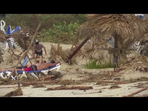 Tourists in Cuba visit beach after Irma