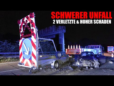 [SCHWERER UNFALL AUF DER A3] - PKW krachte gegen Verkehrssicherungsanhänger & LKW-Auflieger -