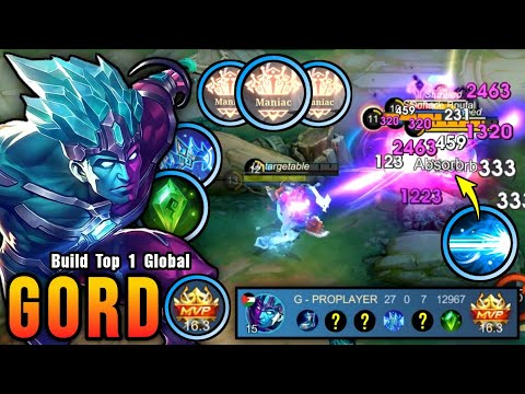 100% IMMORTAL!! Gord 27 Kills with MANIAC (NEW BUILD) - Build Top 1 Global Gord ~ MLBB