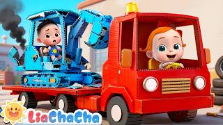 Download lagu Cardboard Cars Challenge Song | EP267 | Farm Vehicles | LiaChaCha Toddler Songs & Preschool Learning mp3