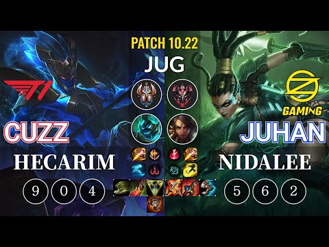 T1 Cuzz Hecarim vs OZ Juhan Nidalee Jungle - KR Patch 10.22