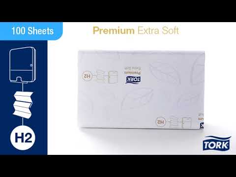 Håndklædeark Tork Premium H2 Express 2-lags 100297 hvid B21,2 cm | L34 x 8,5 cm - 2100 stk