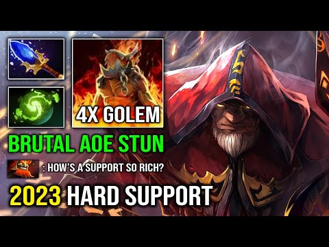 How to Hard Support Warlock in 2023 with 4x Golem AoE Stun NEW Most Overpower Support Dota 2