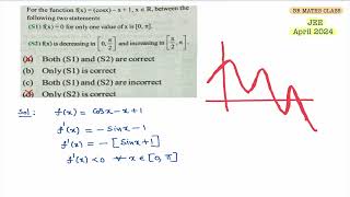 For the function f[x) = (cosx) - x+ 1, x € R, between the following two statements