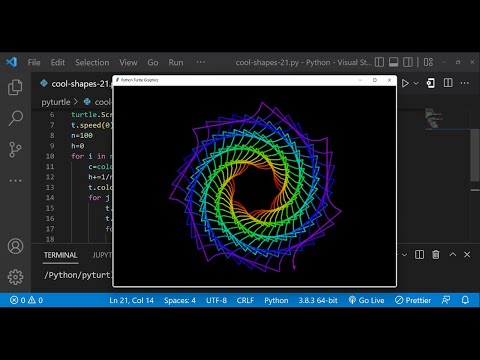 Python Turtle Graphics 31 Cool Shape Drawing Python Turtle Coding Video Learnonpy