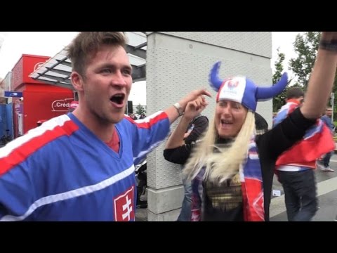Slovakian football fans celebrate Euro win over Russia