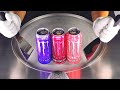 Monster Energy Triple Pink Punch Ice Cream Rolls Tapping Scratching ASMR Sounds Fast Rough