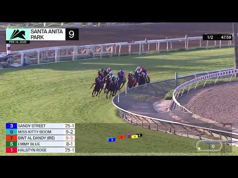 Miss Kitty Boom wins Race 9 on Saturday, February 14 at Santa Anita Park