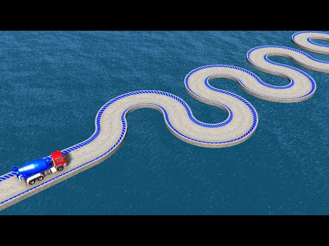 Impossible Snake Shape Bridge Crossing Cars Vs Deep Water - BeamNG.Drive