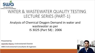 Analysis of Chemical Oxygen Demand | Wastewater Quality Testing | Lecture Series Part 1| Lec 1