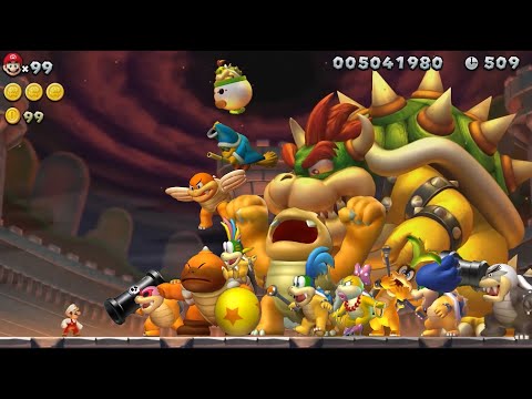 New Super Mario Bros U - All Boss Battles