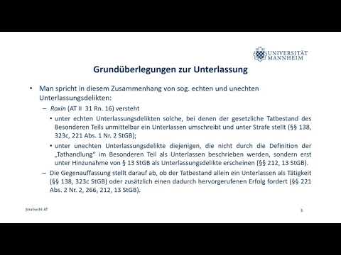Strafrecht AT Teil 23 (Unterlassungsdelikte)