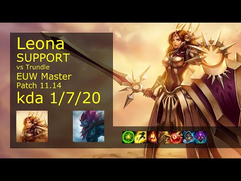 Leona Support vs Trundle - EUW Master 1/7/20 Patch 11.14 Gameplay
