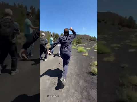 Terrified hikers run from Mount Etna eruption