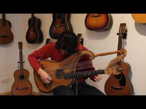 Albertus Blanchi harp guitar 1900 - masterbuilt romantic guitar - check video! image 14