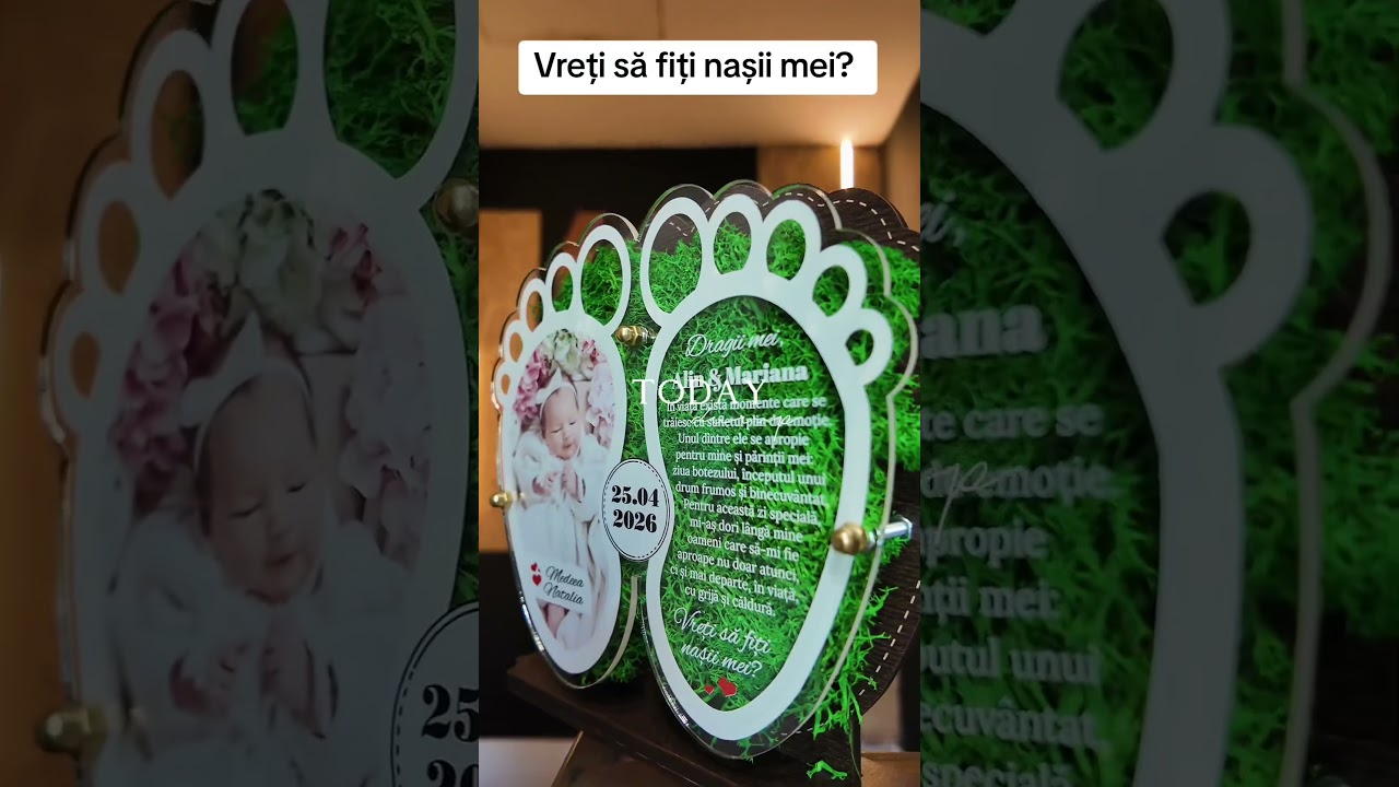 Thumbnail video Trofeu personalizat cu licheni si fotografie - Cererea nasilor de botez