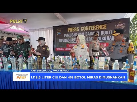 POLRES SUKOHARJO MUSNAHKAN RIBUAN LITER MIRAS DAN KNALPOT BRONG