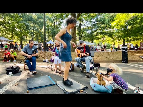 Irish Jig Buckdance by Miss Moonshine, with cute dog, fiddle, Uilleann pipes, guitar, cute girl