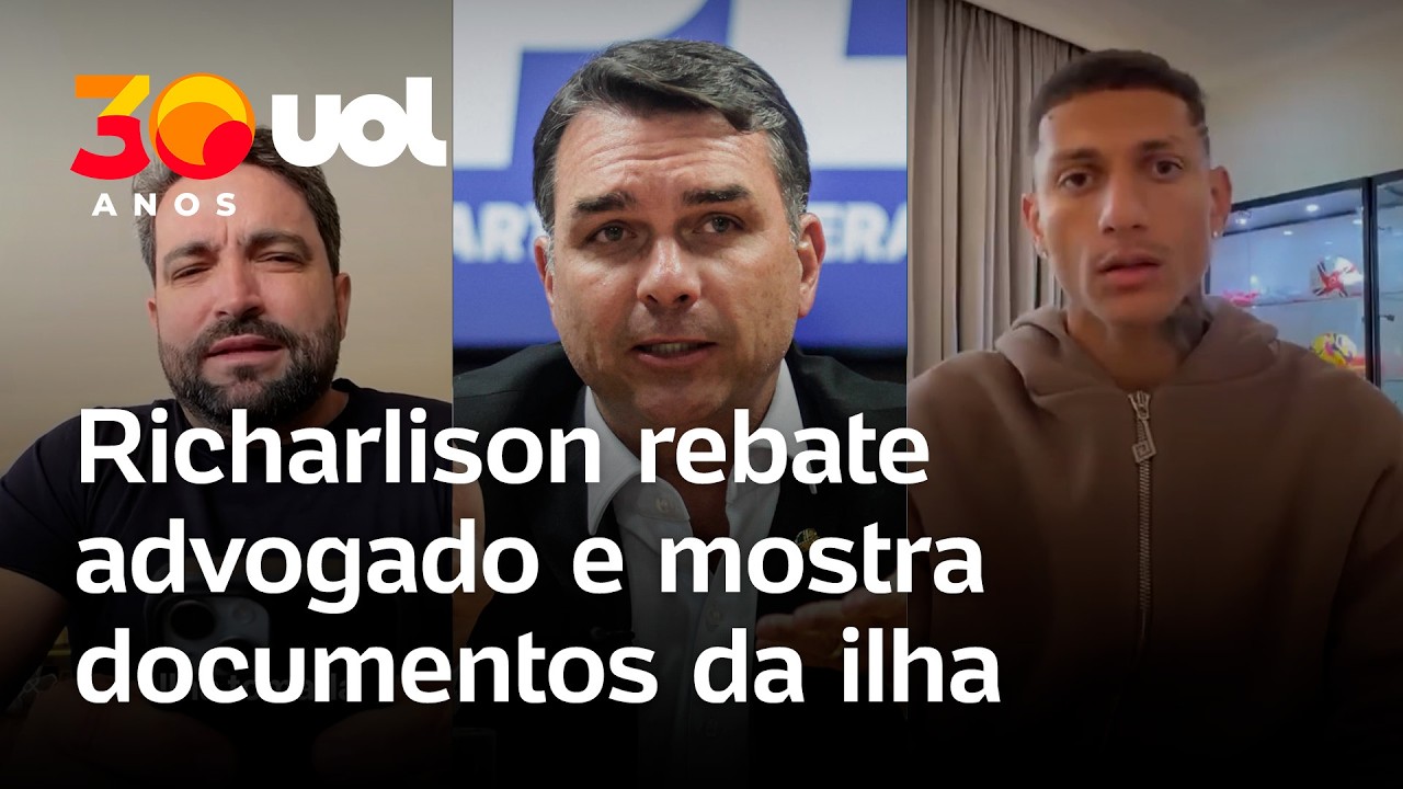Richarlison expõe documentos de compra de ilha envolvendo Flávio e rebate advogado: 'Tá aí a prova'