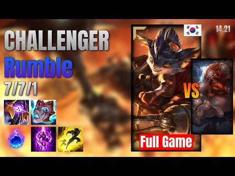 CHALLENGER Top Rumble vs Gragas lol KR solo rank Full Game 14.21