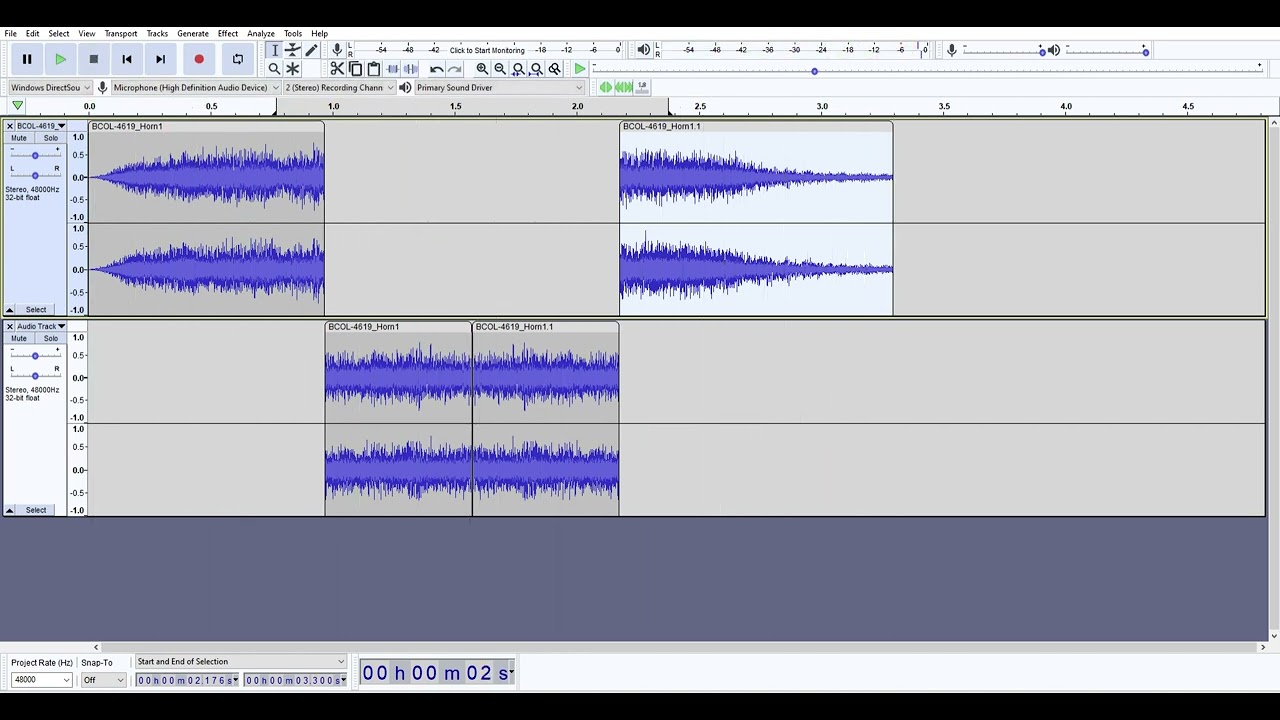 How to make a (relatively) clean train horn loop in Audacity